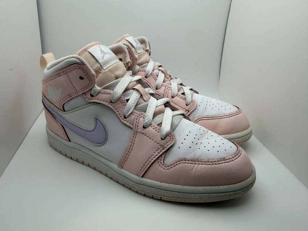 Nike Air Jordan 1 Mid GS Pink Wash Violet Frost White Shoes Size 2Y